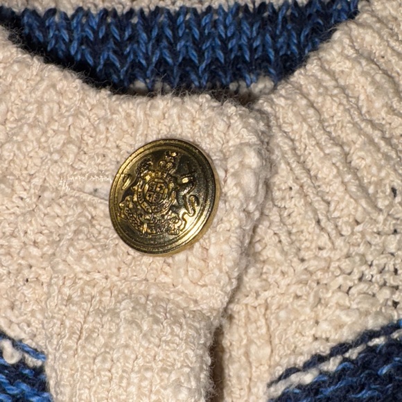 J. Crew size small Blue and Cream Striped Cardigan with gold buttons - Picture 4 of 11